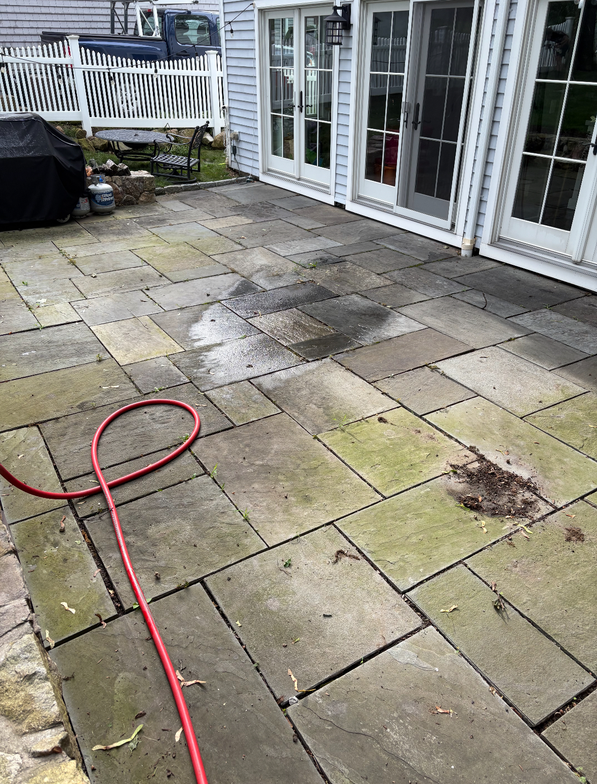 Patio cleaning transformation — before