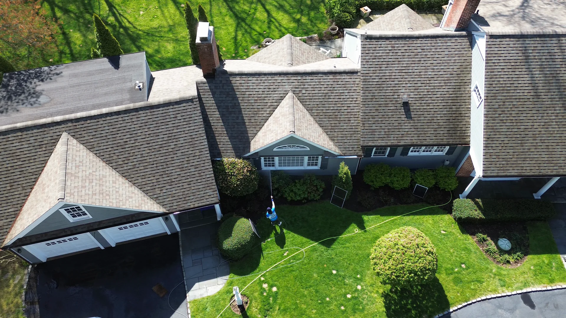 Aerial view of a roofline